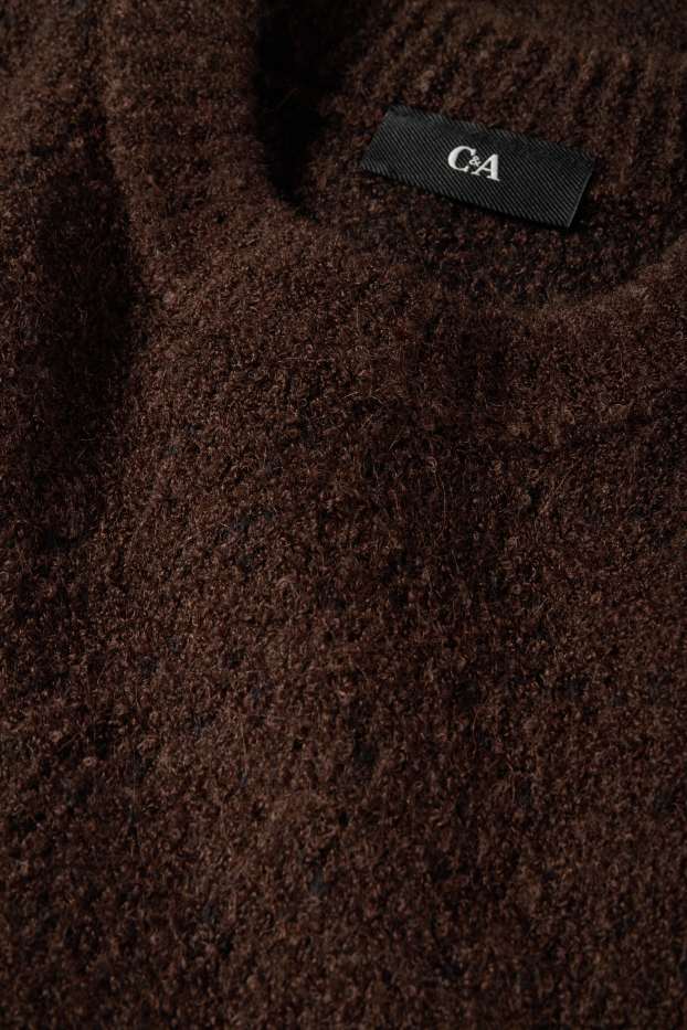 Hommes - Pull en finition bouclée - marron foncé