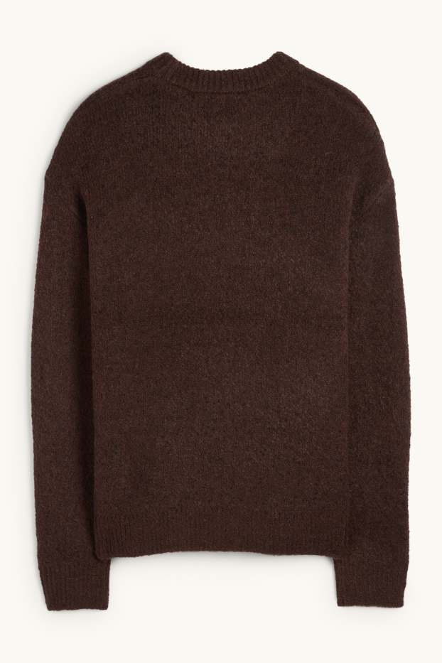 Hommes - Pull en finition bouclée - marron foncé