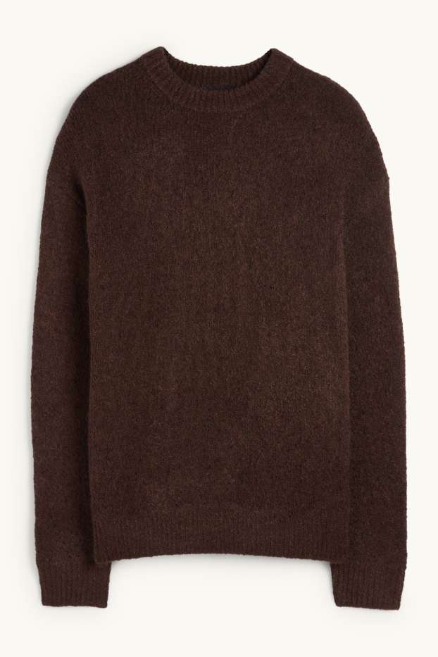 Hommes - Pull en finition bouclée - marron foncé