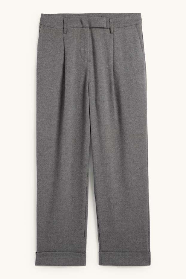 Damen - Stoffhose - Mid Waist - Straight Fit - grau