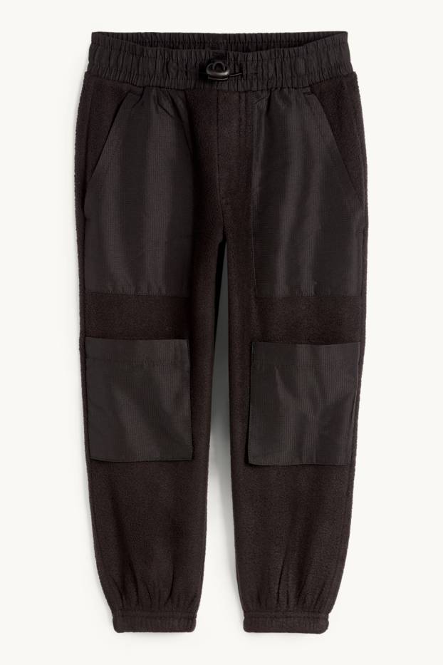 Enfants garçons - Pantalon de jogging cargo en polaire - noir