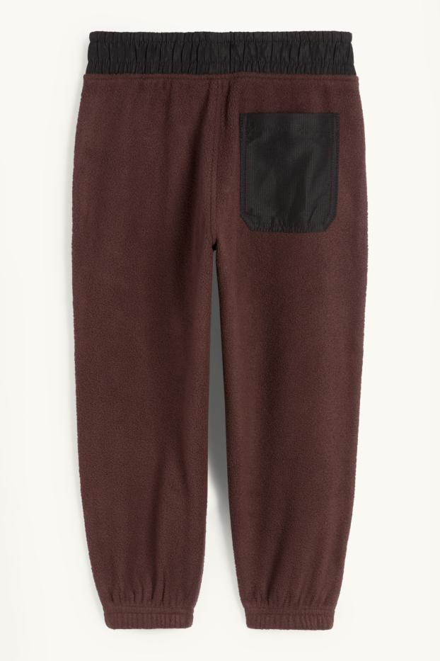 Enfants garçons - Pantalon de jogging cargo en polaire - marron foncé