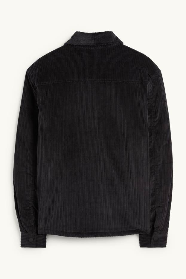 Heren - Overhemdjas van corduroy - relaxed fit - gevoerd - Kent - zwart