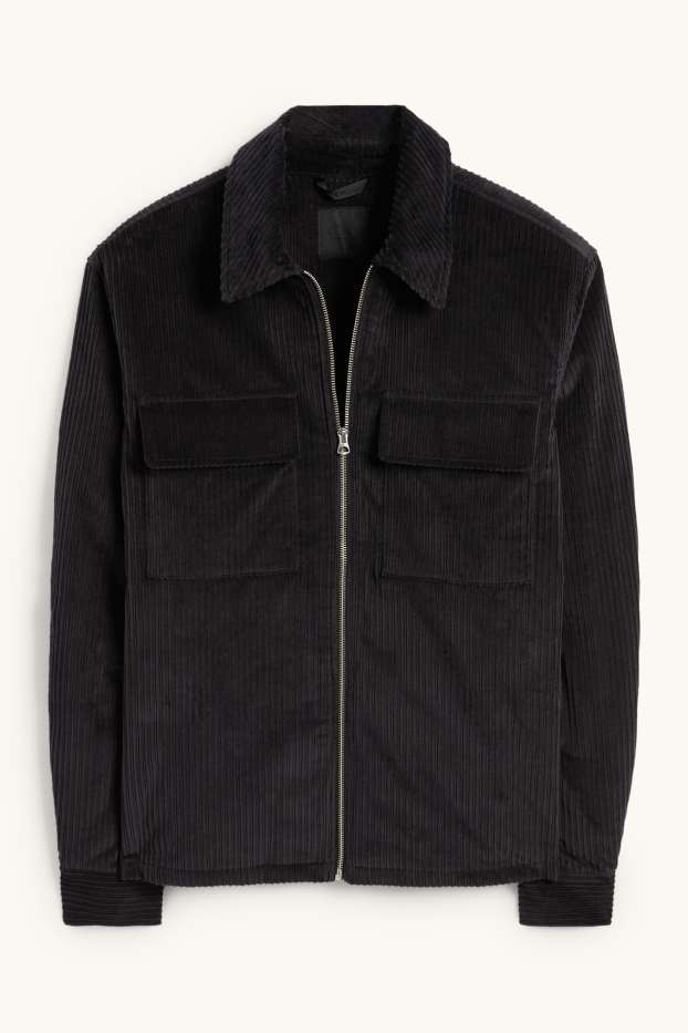 Heren - Overhemdjas van corduroy - relaxed fit - gevoerd - Kent - zwart