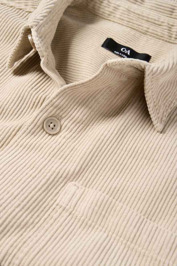 Hommes - Chemise en velours côtelé - relaxed fit - col kent - beige
