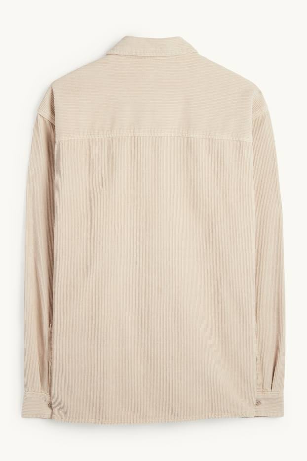 Hommes - Chemise en velours côtelé - relaxed fit - col kent - beige