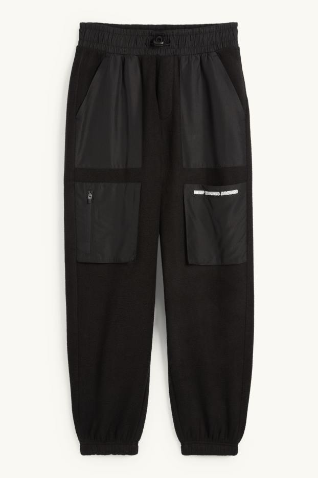 Enfants garçons - Pantalon de jogging cargo en polaire - noir