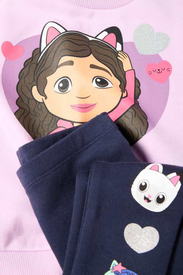 Children Girls - Gabby's Dollhouse - set - sweatshirt and thermal leggings - light violet