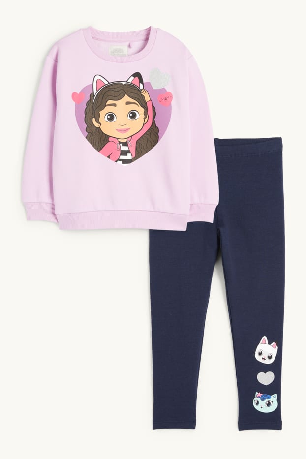 Children Girls - Gabby's Dollhouse - set - sweatshirt and thermal leggings - light violet