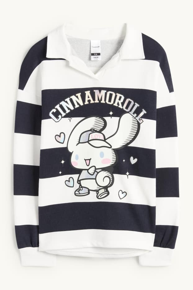 Nena - Cinnamoroll - polo de mànigues llargues - de ratlles - blanc/negre