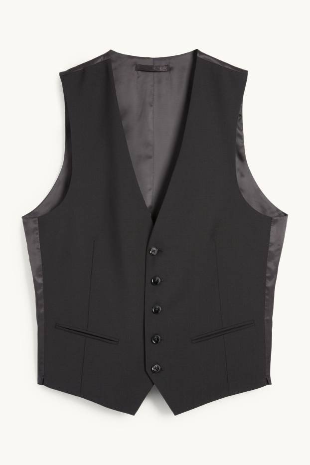 Bărbați - Vestă - regular fit - Flex - amestec de lână - negru