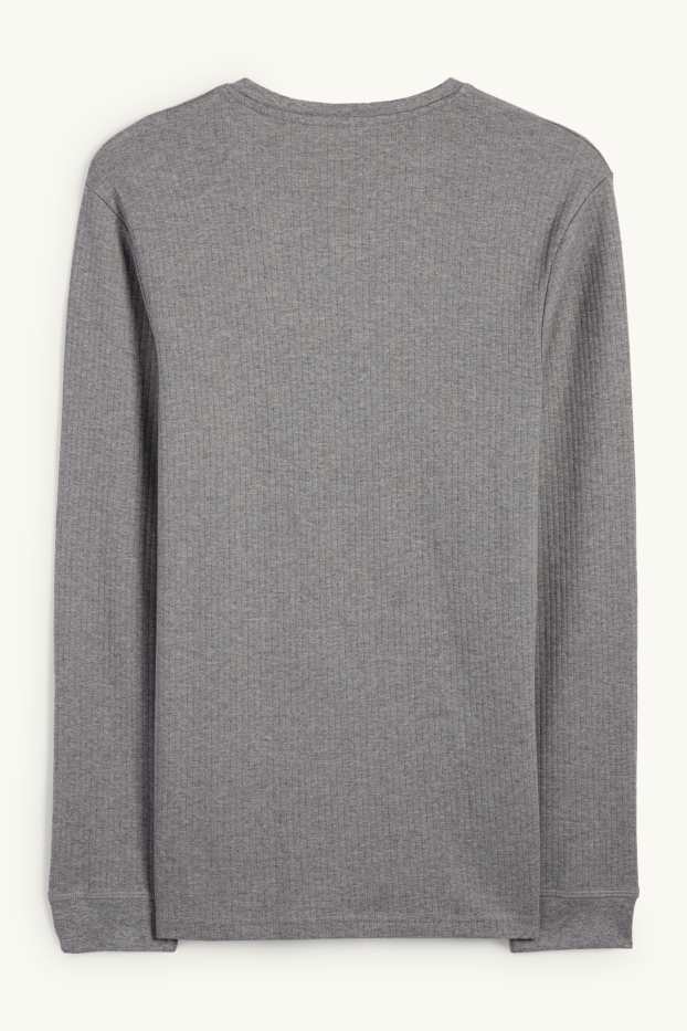 Uomo - Maglia intima - a coste - grigio