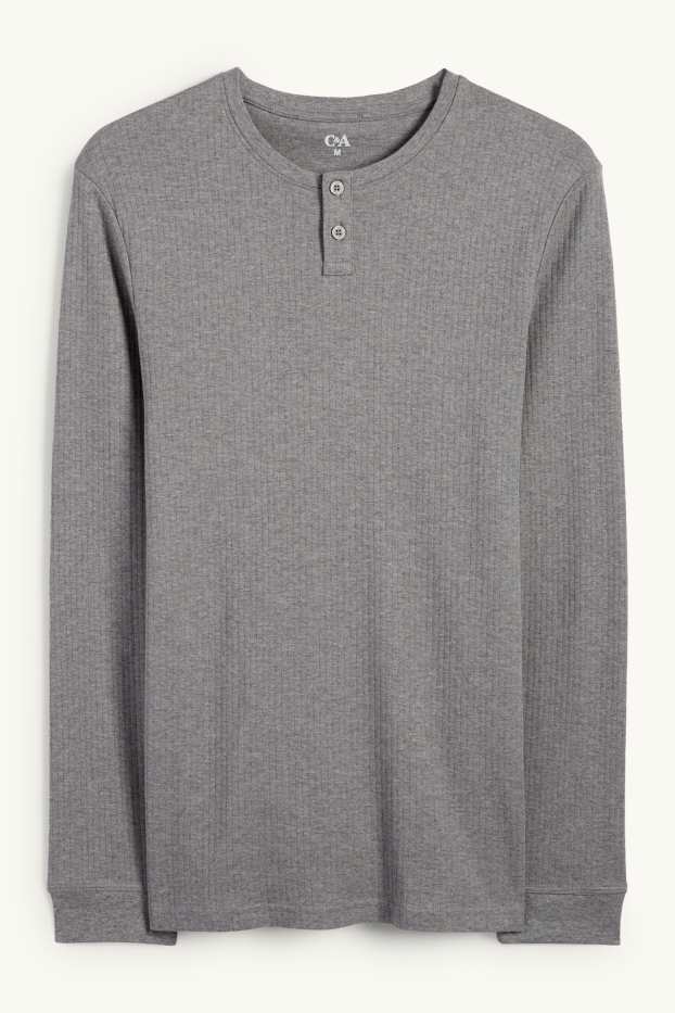 Uomo - Maglia intima - a coste - grigio