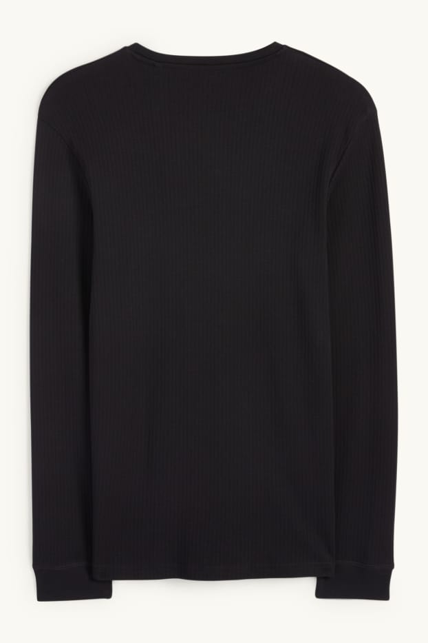 Uomo - Maglia intima - a coste - nero