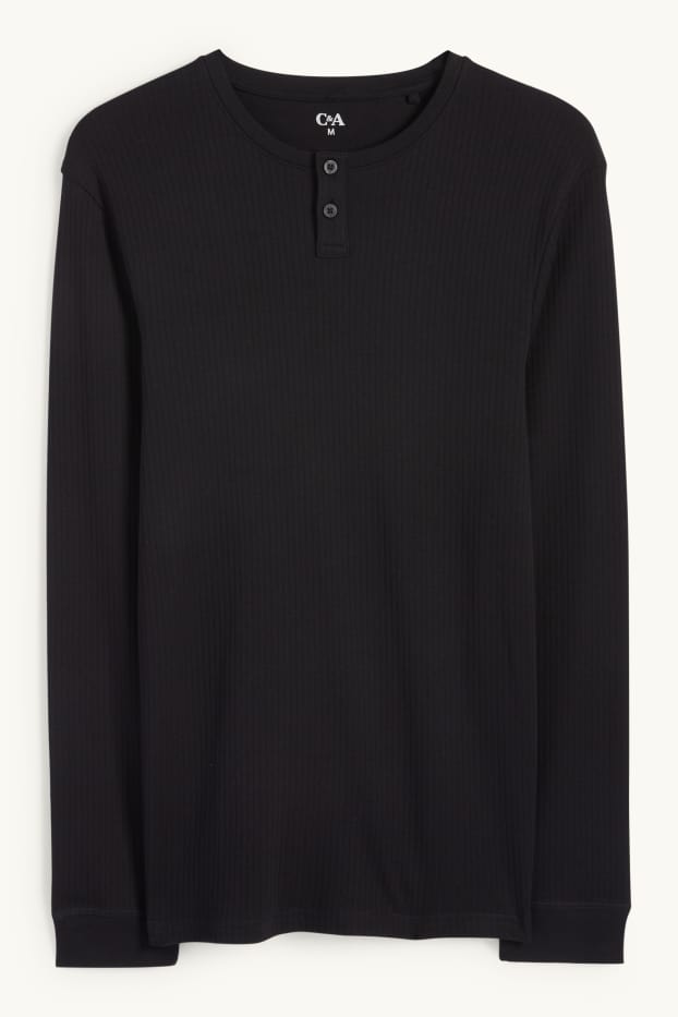 Uomo - Maglia intima - a coste - nero