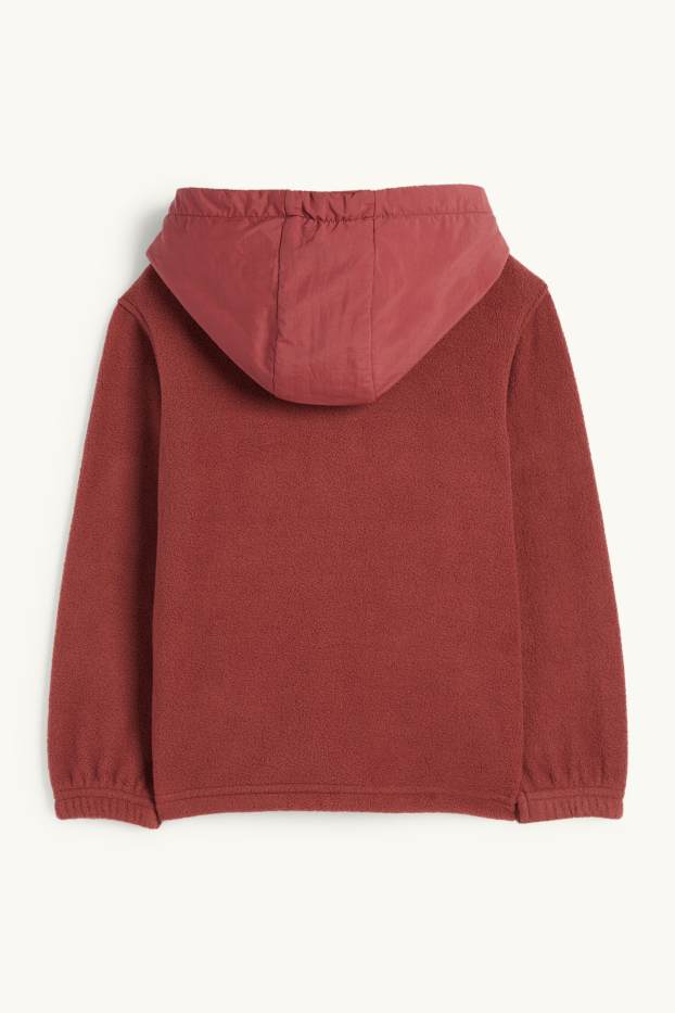Enfants garçons - Sweat à capuche en polaire - bordeaux