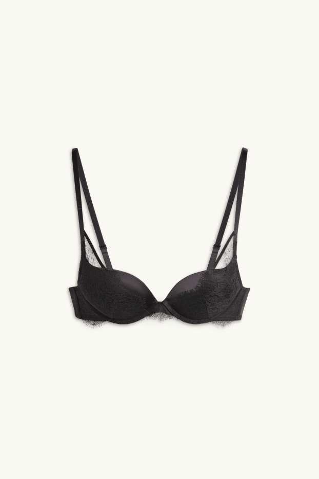 Femmes - Soutien-gorge à armature - PLUNGE - push-up - ampliforme - noir