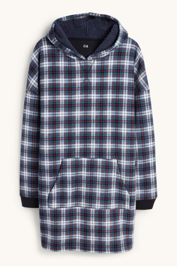 Herren - Hoodie-Decke - kariert - dunkelblau