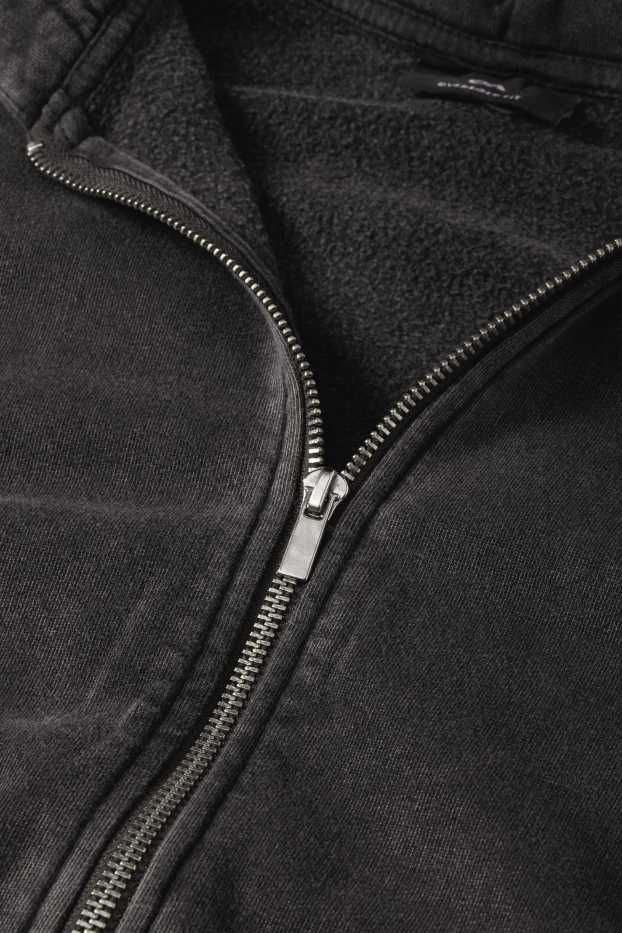 Herren - Oversized-Sweatjacke mit Kapuze - dunkelgrau