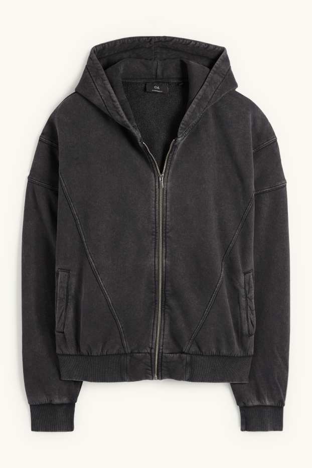 Herren - Oversized-Sweatjacke mit Kapuze - dunkelgrau