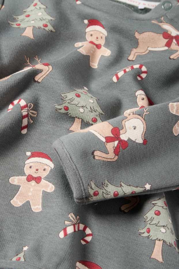 Baby Mädchen - Lebkuchen - Baby-Weihnachts-Sweatshirt - plüschgefüttert - grün