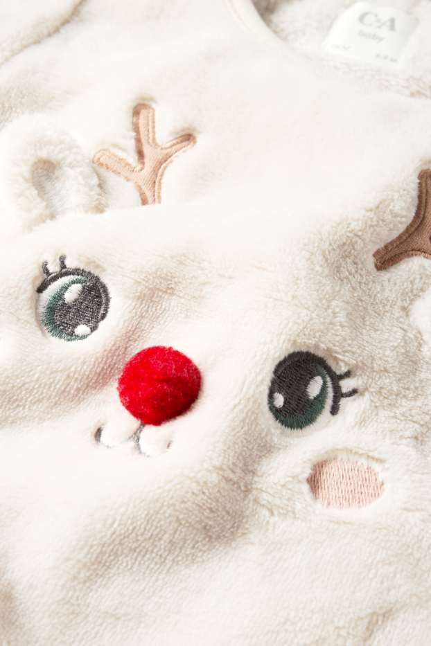 Nadó nena - Ren - dessuadora de Nadal per a nadó - beix