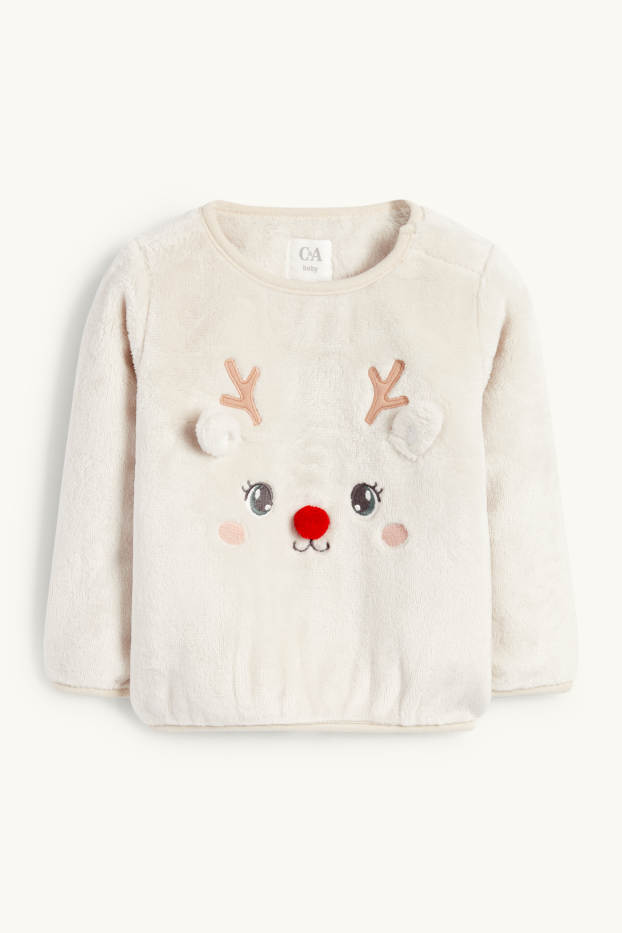 Nadó nena - Ren - dessuadora de Nadal per a nadó - beix