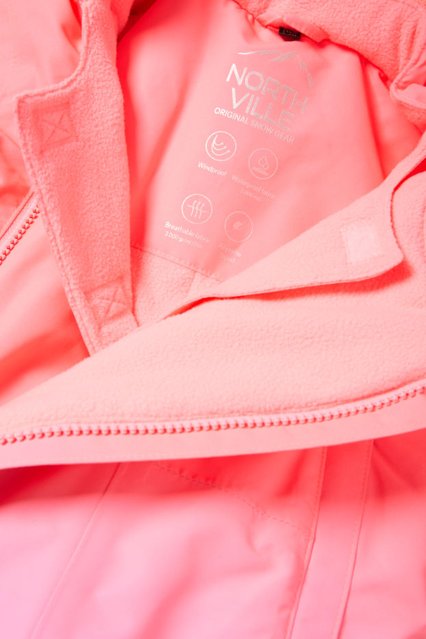 Children Girls - Baby snowsuit - waterproof - patterned - neon pink