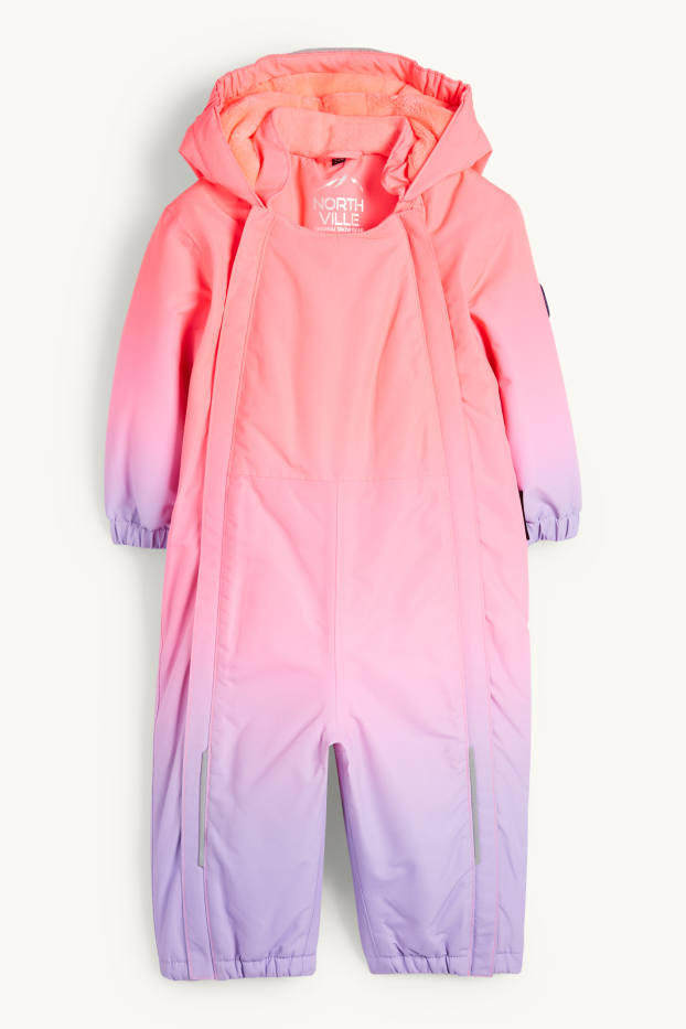 Children Girls - Baby snowsuit - waterproof - patterned - neon pink