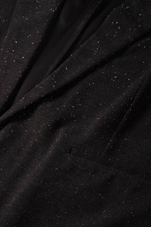 Femmes - Blazer - regular fit - effet brillant - noir