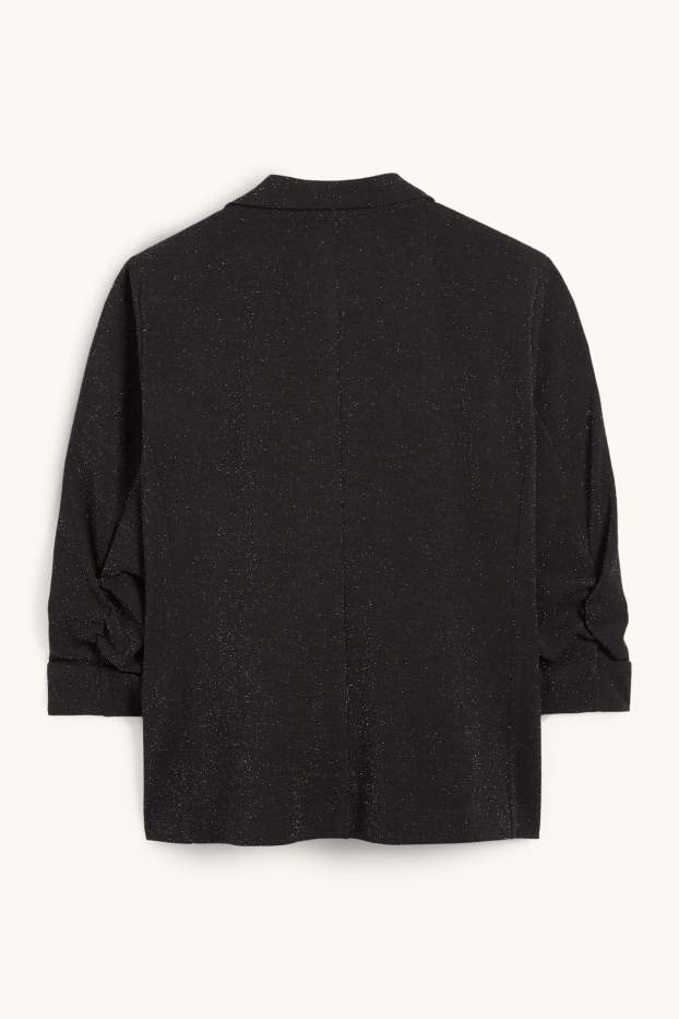 Femmes - Blazer - regular fit - effet brillant - noir