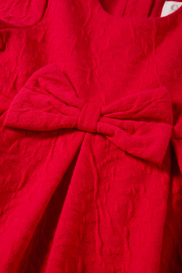 Baby Girls - Baby dress - party - textured - red
