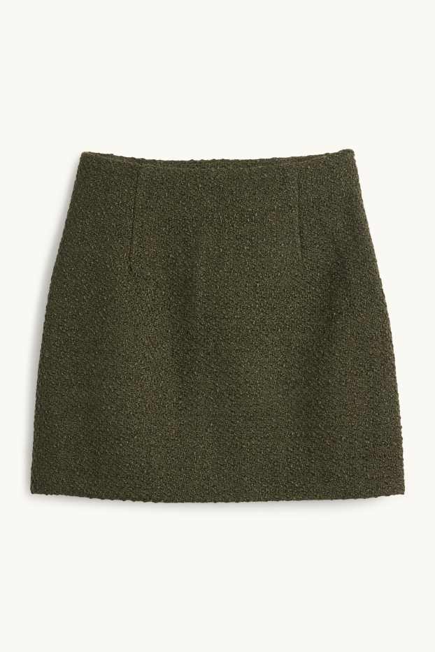 Damen - Bouclé-Minirock - dunkelgrün