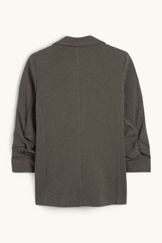 Dona - Blazer - regular fit - efecte brillant - gris fosc