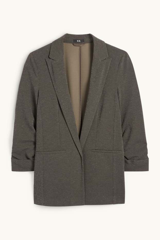 Dona - Blazer - regular fit - efecte brillant - gris fosc