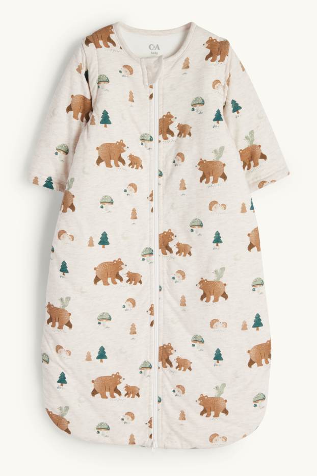 Baby Boys - Bear and hedgehog - baby sleeping bag - 6-18 months - light beige