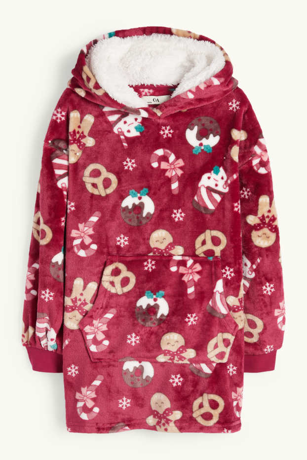 Enfants filles - Pain d'épices - couverture à capuche de Noël - rose foncé