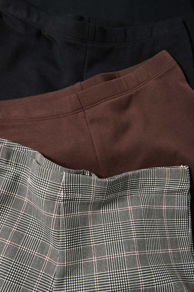 Enfants filles - Lot de 3 - leggings chauds de coupe évasée - noir