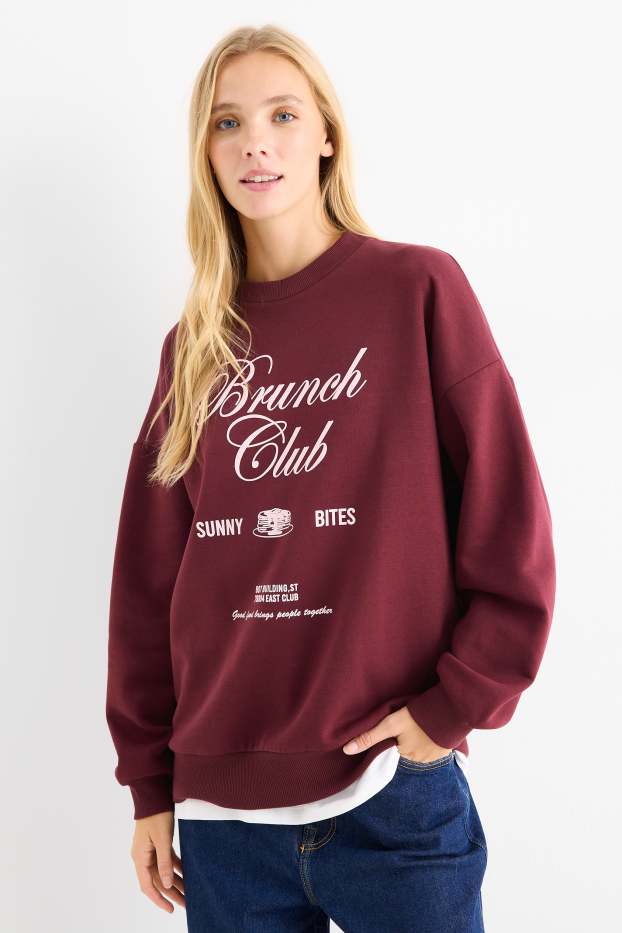 Femei - Bluză de molton - vișiniu