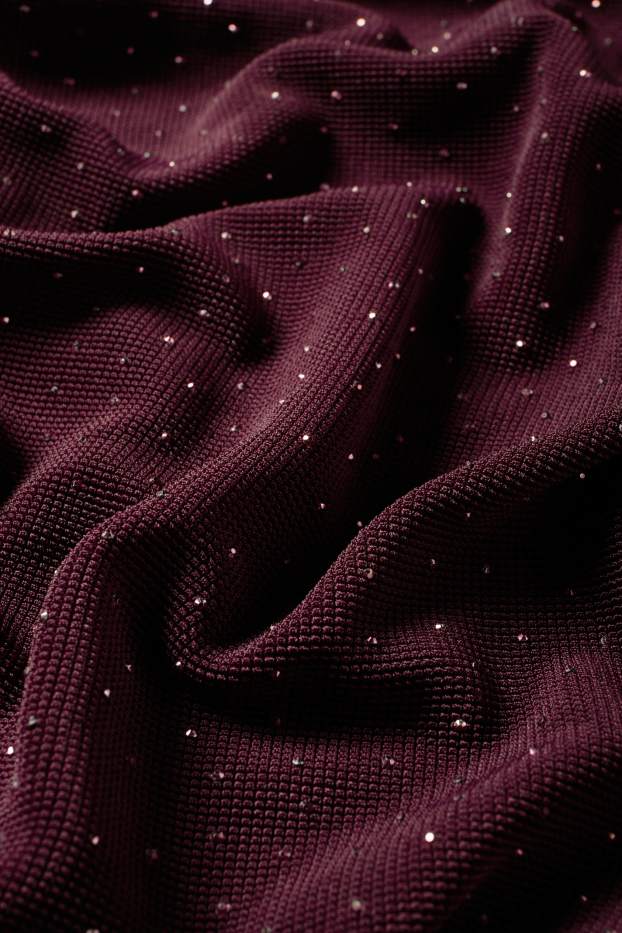 Women - Bodycon dress with rhinestones - bordeaux