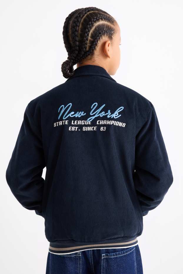 Enfants garçons - New York - veste en velours côtelé - doublé - bleu foncé