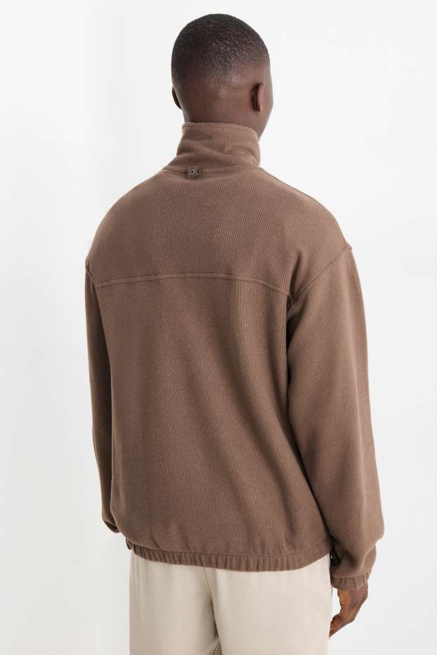 Hommes - Sweat - finition côtelée - marron