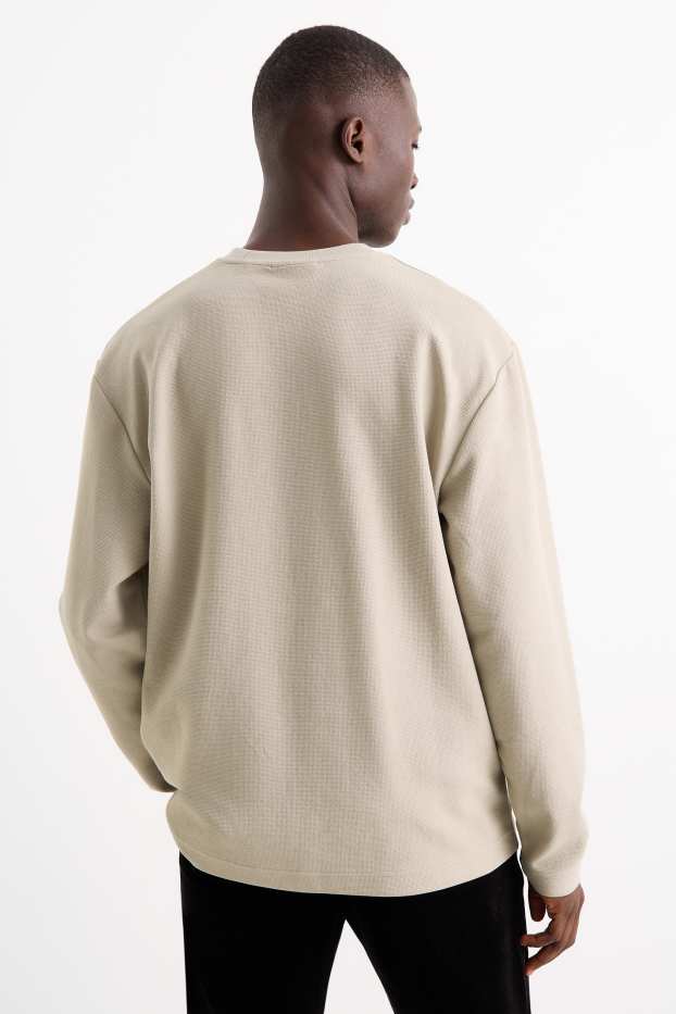 Bărbați - Bluză de molton - structurată - taupe