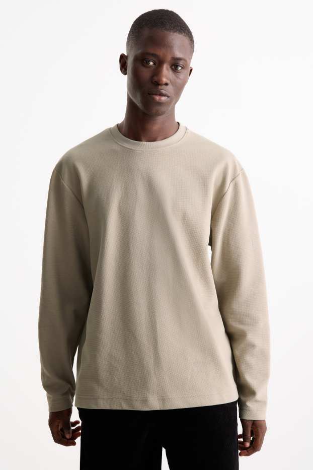 Bărbați - Bluză de molton - structurată - taupe