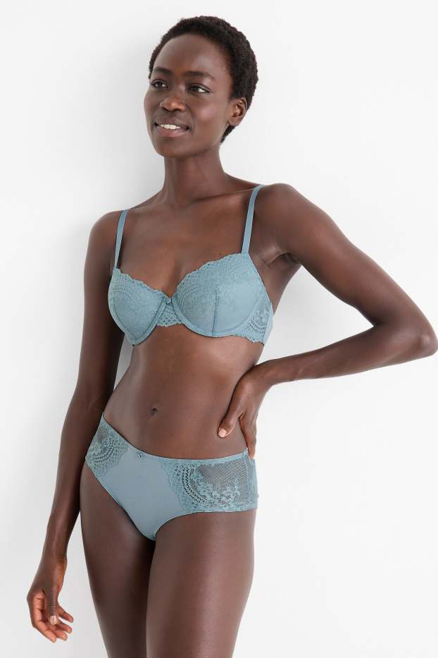 Femmes - Soutien-gorge avec armatures - DEMI - ampliforme - turquoise