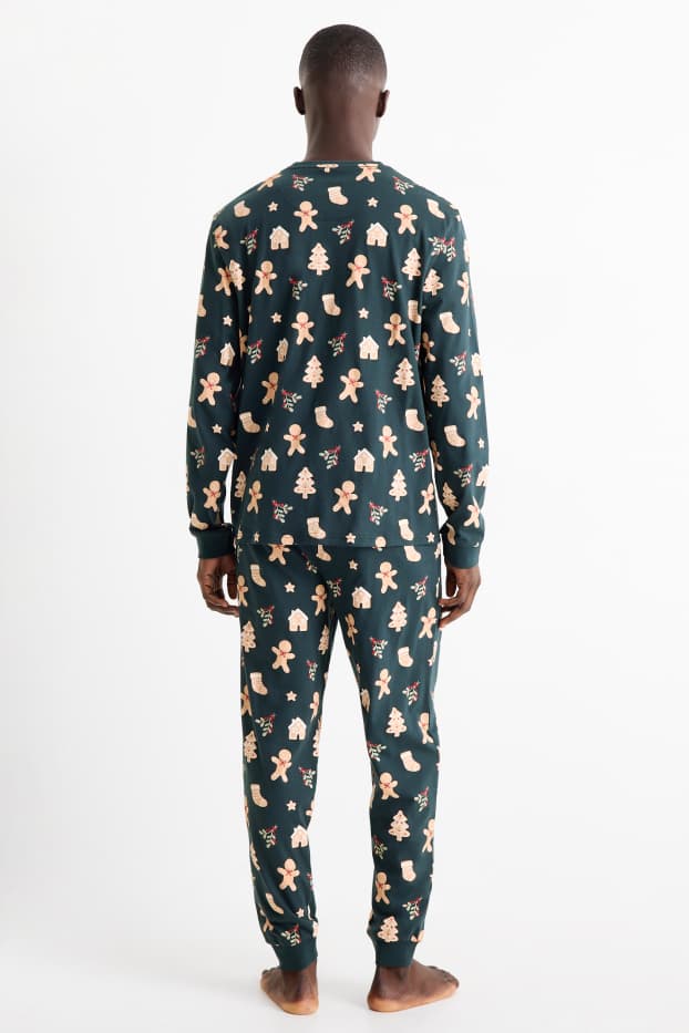 Men - Mini Me - men’s Christmas pyjamas - patterned - dark green