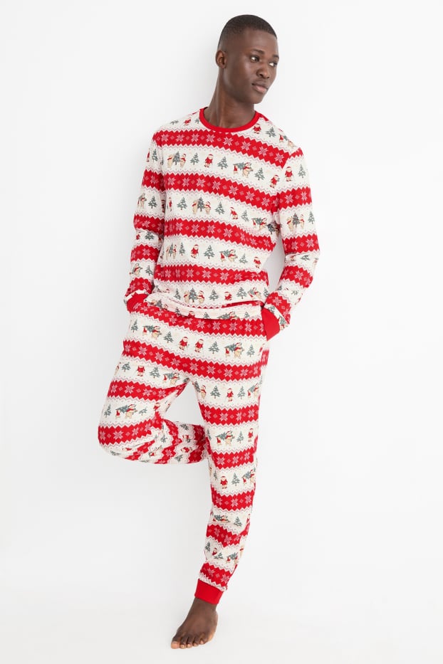 Men - Mini Me - men’s Christmas pyjamas - patterned - red