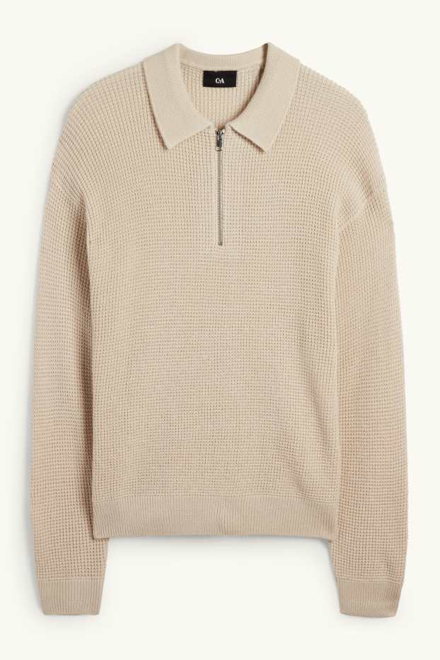 Herren - Pullover - strukturiert - beige