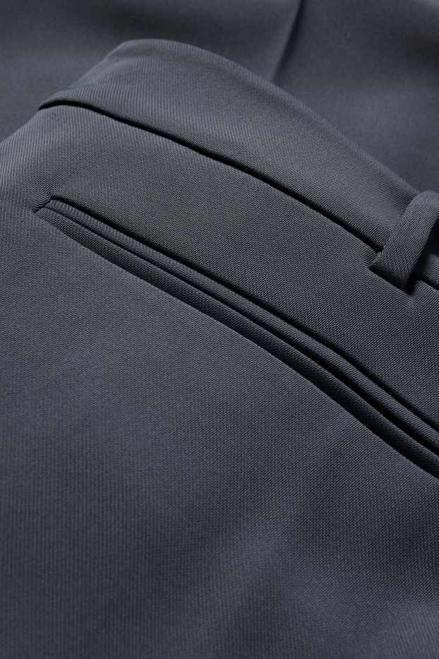 Dámské - Plátěné kalhoty - high waist - wide leg - modrá