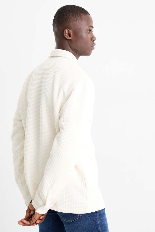 Hommes - Veste-chemise - relaxed fit - col kent - finition texturée - blanc crème